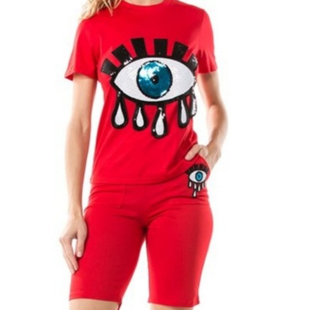 Red two piece short set